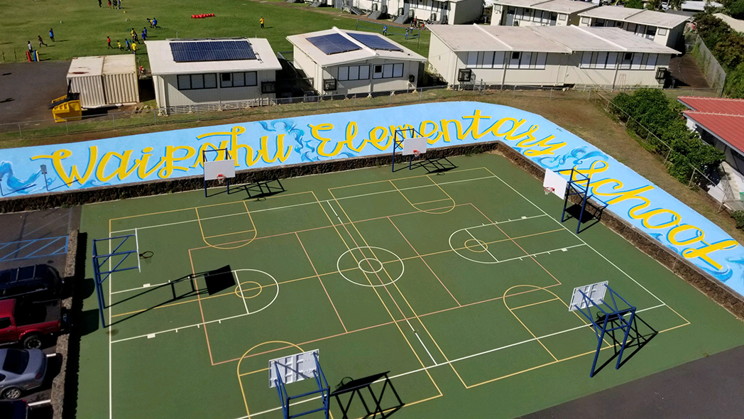 Team Serve Paints Waipahu Elementary Basketball Court for New Mural